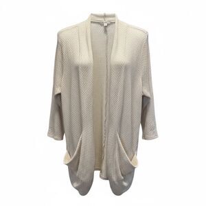 EUC Maurice’s Women’s Cream Open-Front Long Sleeve Sweater Pockets- Size 0/Small